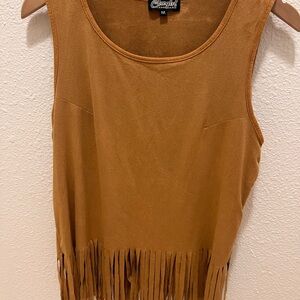 Brown Fringe Tank Top
